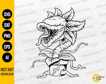 Monster Plant SVG | Horror SVG | Scary Wall Art Vinyl Decal Decor T-Shirt Sticker | Cricut Cut Files Clip Art Vector Digital Dxf Png Eps Ai