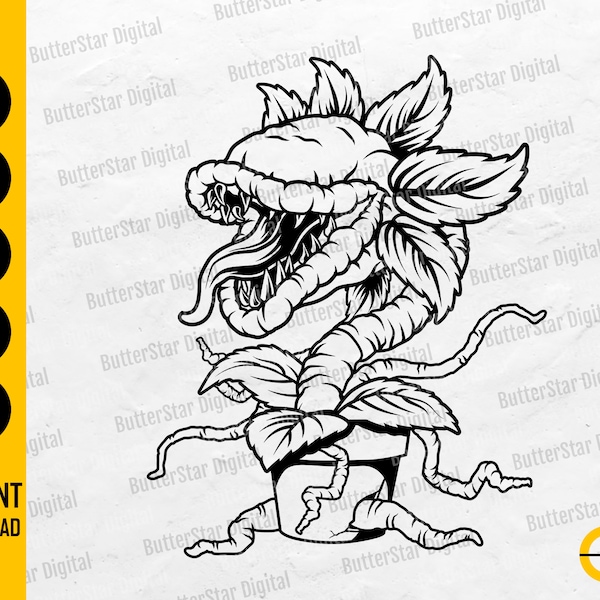 Monster Plant SVG | Horror SVG | Scary Wall Art Vinyl Decal Decor T-Shirt Sticker | Cricut Cut Files Clip Art Vector Digital Dxf Png Eps Ai