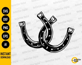 Horseshoes SVG | Horse Shoe SVG | Farm Animal T-Shirt Decal Clip Art Vector Graphics | Cricut Cut File CNC Silhouette Digital Dxf Png Eps Ai