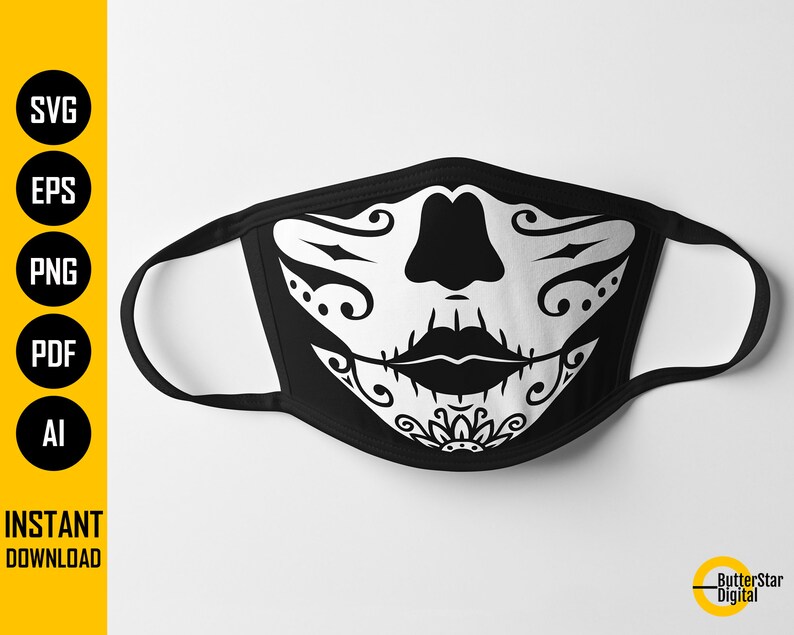Day of the Dead Girl Face Mask SVG Dia De Los Muertos Skull Etsy Israel