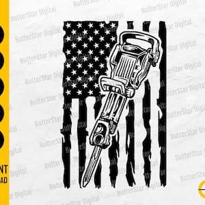 US Jackhammer SVG | USA Construction Svg | Power Tools T-Shirt Decal Graphics | Cutting File Printable Clipart Vector Digital Dxf Png Eps Ai