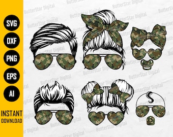 Camo Famlife SVG | Pakiet rodzinny SVG | Wojskowy kamuflaż wojskowy żołnierz marynarka wojenna | Cricut sylwetka Cameo Clipart wektor cyfrowy Dxf Png Eps Ai