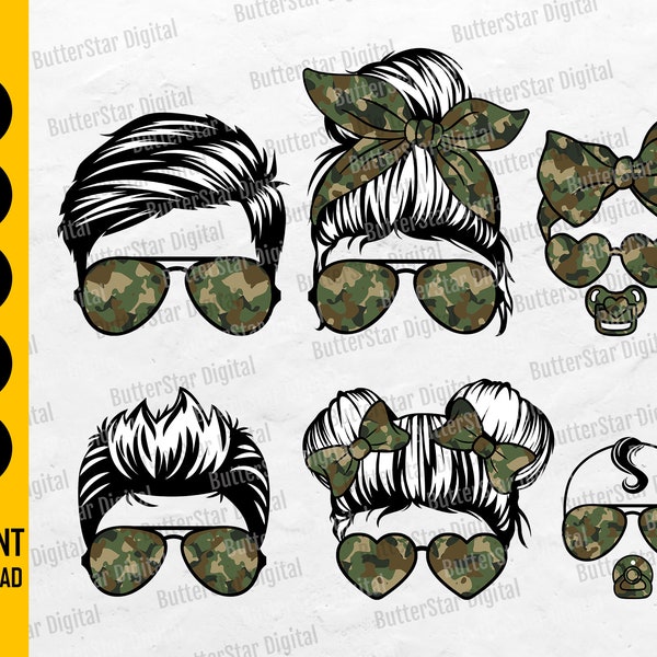 Camo Famlife SVG | Family Bundle SVG | Military Army Camouflage Soldier Navy | Cricut Silhouette Cameo Clipart Vector Digital Dxf Png Eps Ai