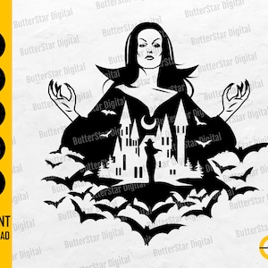Vampire Queen SVG | Creepy Bats SVG | Horror T-Shirt Decal Graphics | Cricut Cutting Files Printable Clip Art Vector Digital Dxf Png Eps Ai