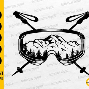 Ski Goggles SVG | Skier SVG | Skiing T-Shirt Decal Graphics | Cricut Cutting File Silhouette Printable Clipart Vector Digital Dxf Png Eps Ai
