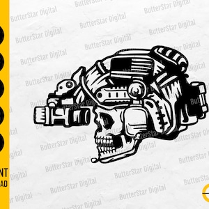 Night Vision Goggles Soldier Skull SVG | Military Personnel Vinyl Stencil Graphics | Cricut Cut Files Clipart Vector Digital Png Eps Dxf Ai