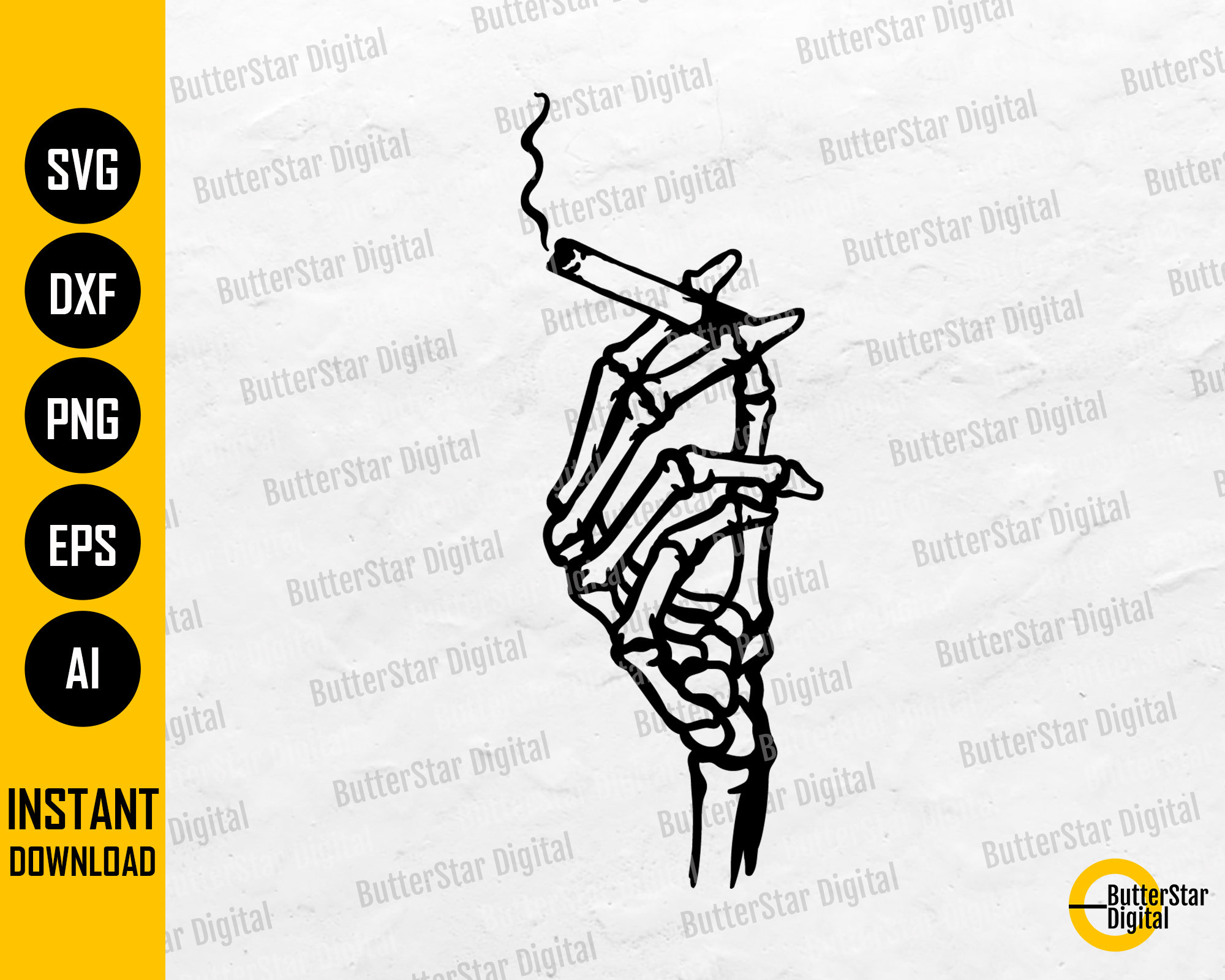 Skeleton Hand With Cigarette SVG | Smoking SVG | Smoker T-shirt Tattoo Gift  Graphics | Cricut Cut File Clipart Vector Digital Dxf Png Eps Ai