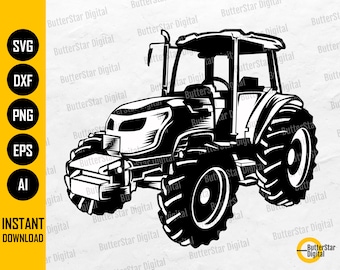 Trattore SVG / Trattore agricolo SVG / Agricoltura SVG / Illustrazione decalcomania Grafica / Cricut Silhouette Taglio Clipart Vector Digital Dxf Png Eps Ai