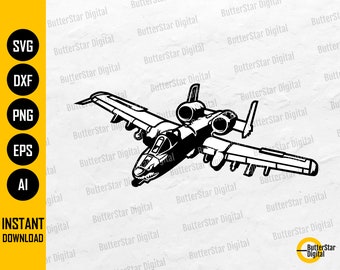 A-10 Plane SVG | Air Force Stencil Vinyl Sticker Graphics | Cricut Silhouette Cameo Cut File Cuttable Clip Art Vector Digital Dxf Png Eps Ai