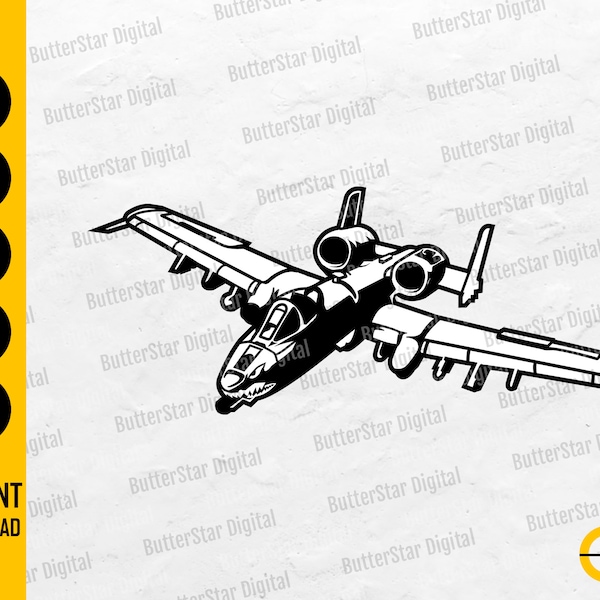 A-10 Vliegtuig SVG | Air Force Stencil Vinyl Sticker Graphics | Cricut Silhouette Cameo Cut File Cuttable Clip Art Vector Digitale Dxf Png Eps Ai