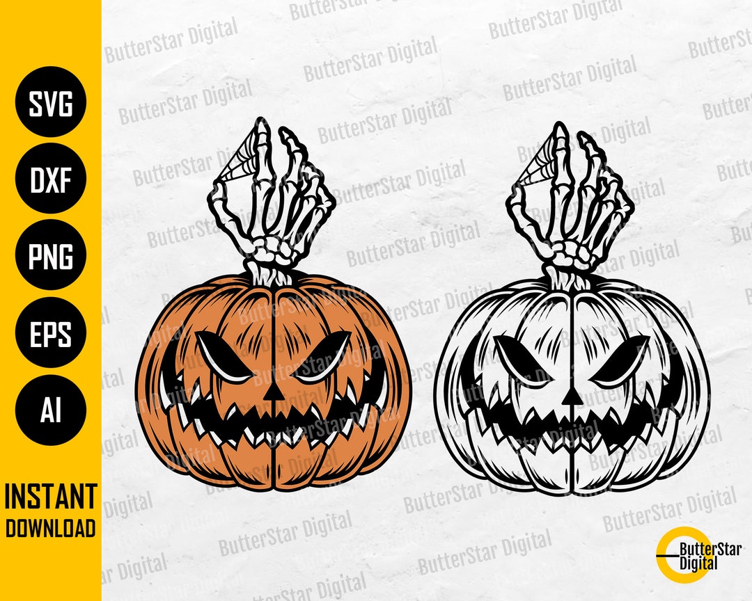 Jack O'lantern With Skeleton Hand SVG Jack O Lantern PNG Etsy