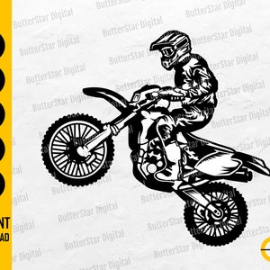 Motorcycle Racer SVG | Dirt Bike PNG | Offroad Racing Circuit Vehicle Race Motor Sport | Cutfile Printable Clipart Vector Digital Dxf Eps Ai