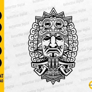Aztec Mask SVG | Ancient Civilization SVG | Indian Mayan Native Tribal Boho History Ruins | Cut Files Clipart Vector Digital Dxf Png Eps Ai