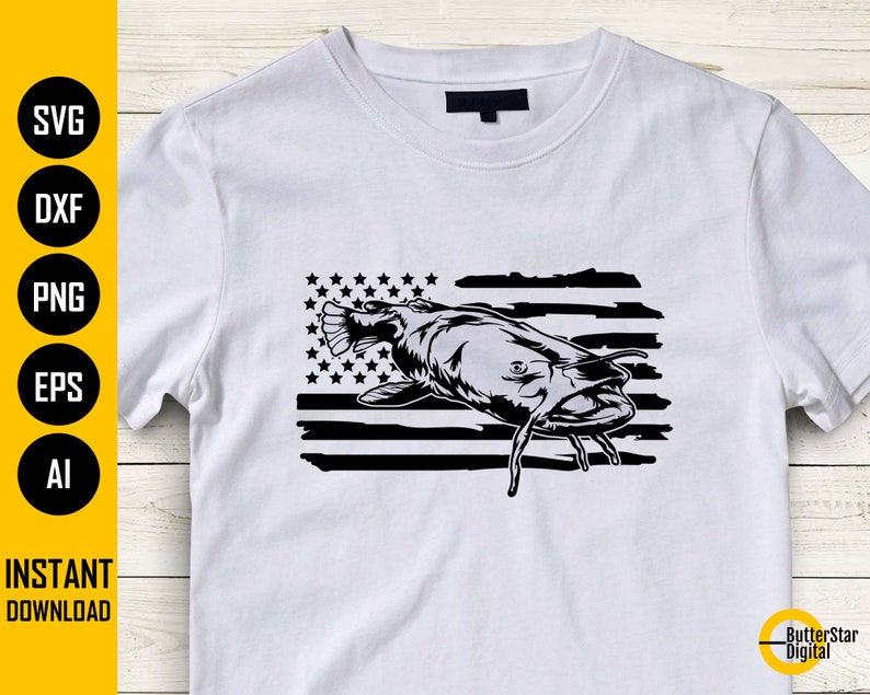 US Flathead Catfish SVG USA Flatheads Svg Fishing Tshirt Etsy