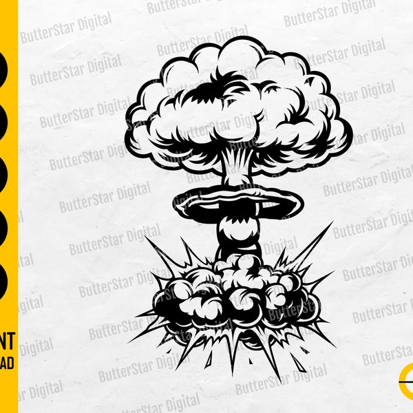 Mushroom Cloud SVG | Nuclear Explosion SVG | Atomic Bomb SVG | Boom Svg | Cricut Cutting File Cuttable Clipart Vector Digital Png Eps Dxf Ai