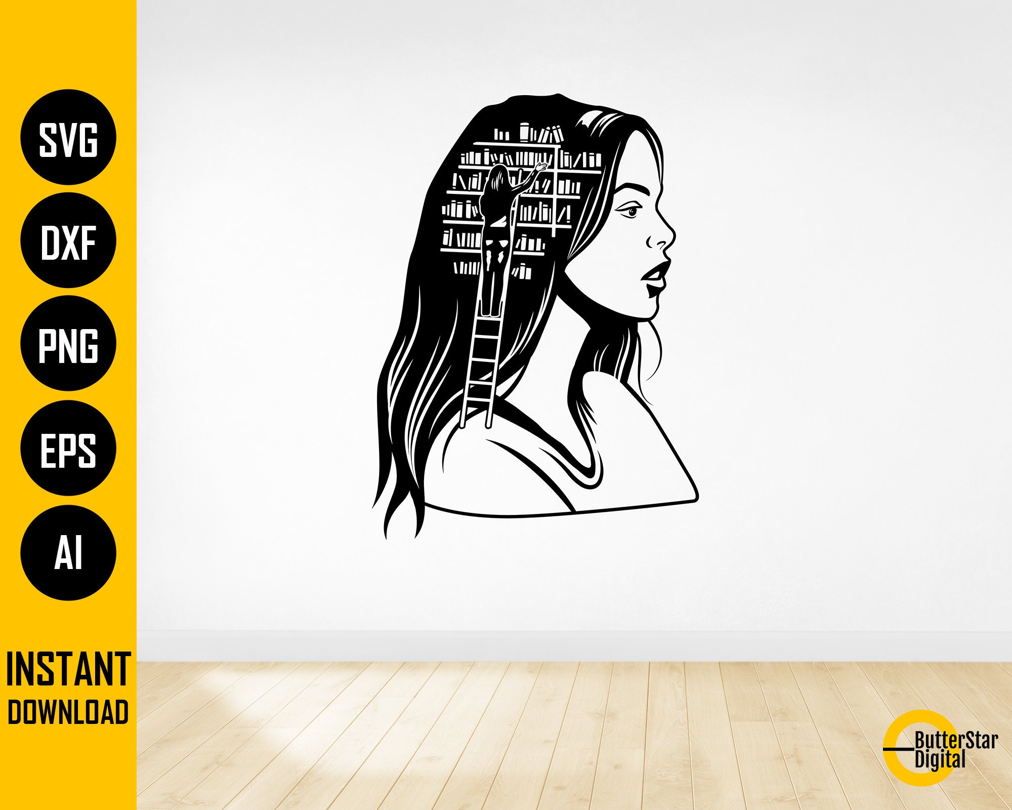 Book Girl SVG | Bookworm SVG | Book Lover T-shirt Decal Stencil Vinyl ...