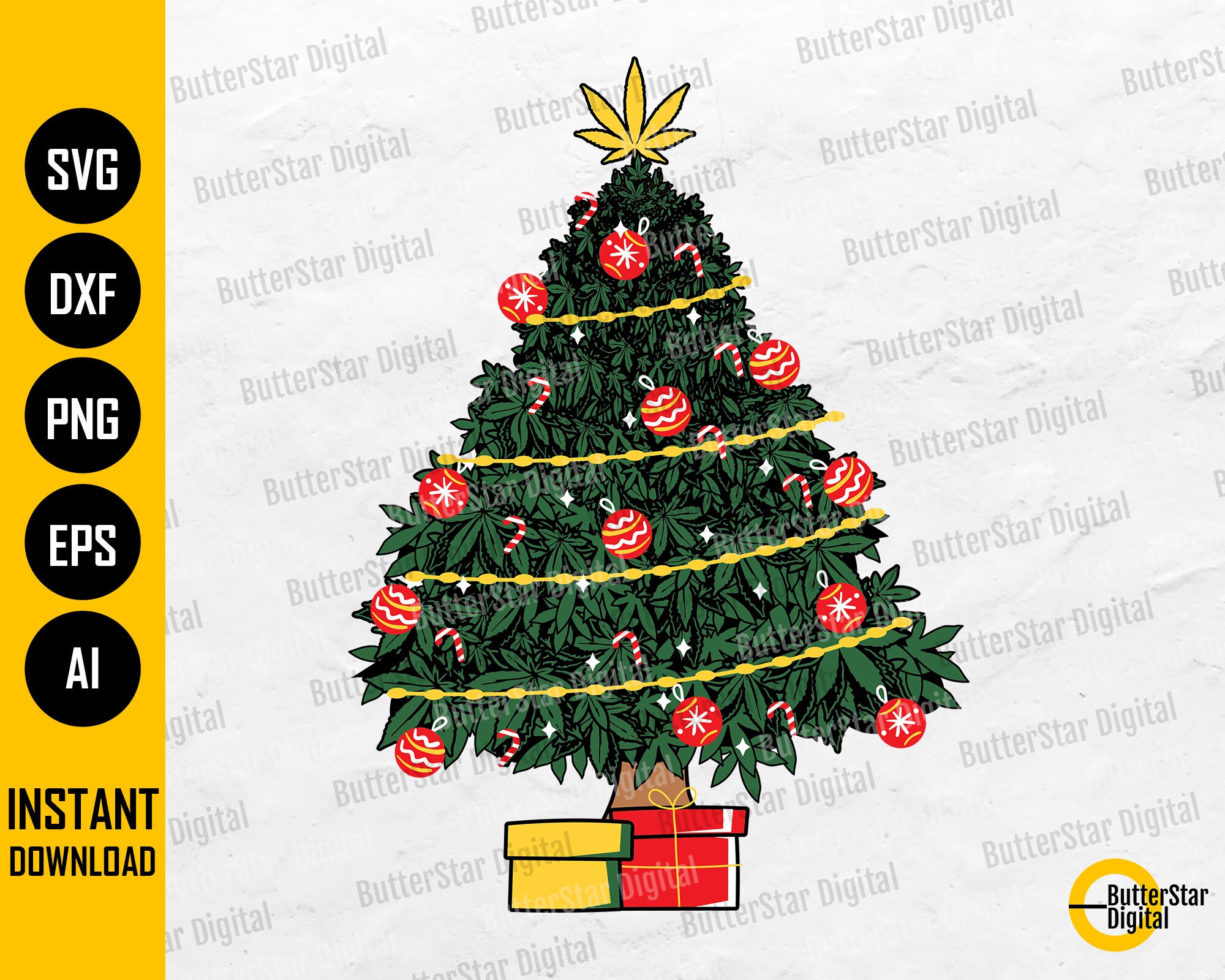 Cannabis Christmas Tree SVG Stoner Holiday Winter Weed Etsy