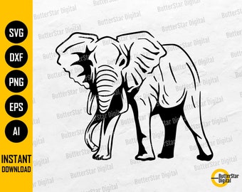 Elefante SVG / Safari SVG / Animales Salvajes África Vinilo Calcomanía Pegatina Arte pared / Archivo de corte imprimibles Clipart Vector Digital Dxf Png Eps Ai