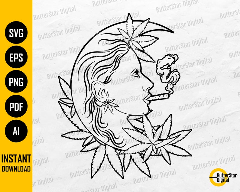 High Moon SVG Smoking Cannabis Joint SVG Smoke Weed SVG - Etsy