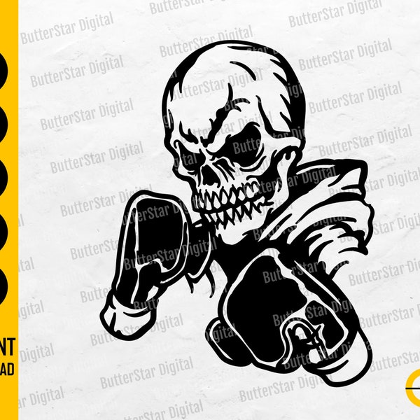 Boxing Skeleton SVG | Skull Boxer SVG | Sports Knockout Fighter Fight Punch | Cricut Cut File Cuttable Clipart Vector Digital Dxf Png Eps Ai