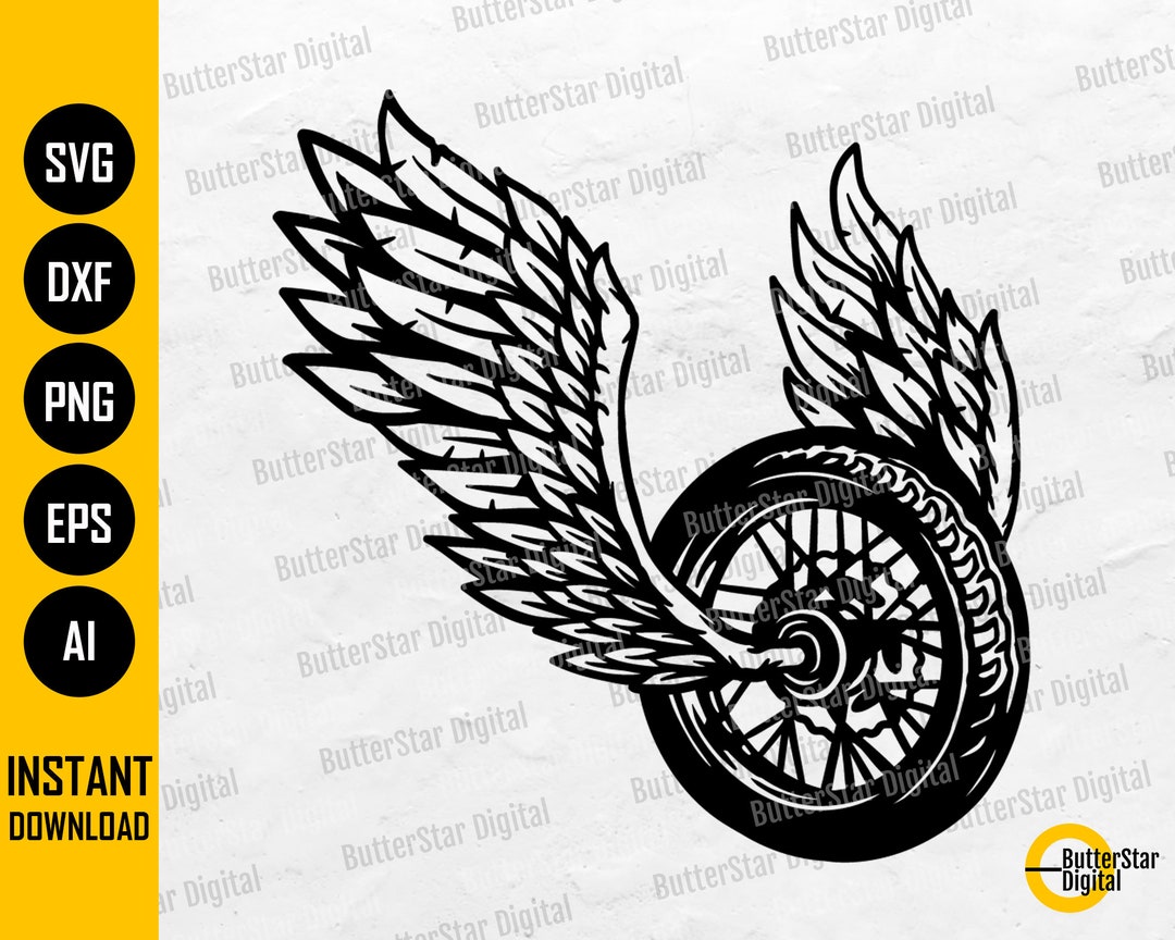 Motorcycle Wheel With Wings SVG Chopper Bike Cruiser Motor Motorbike