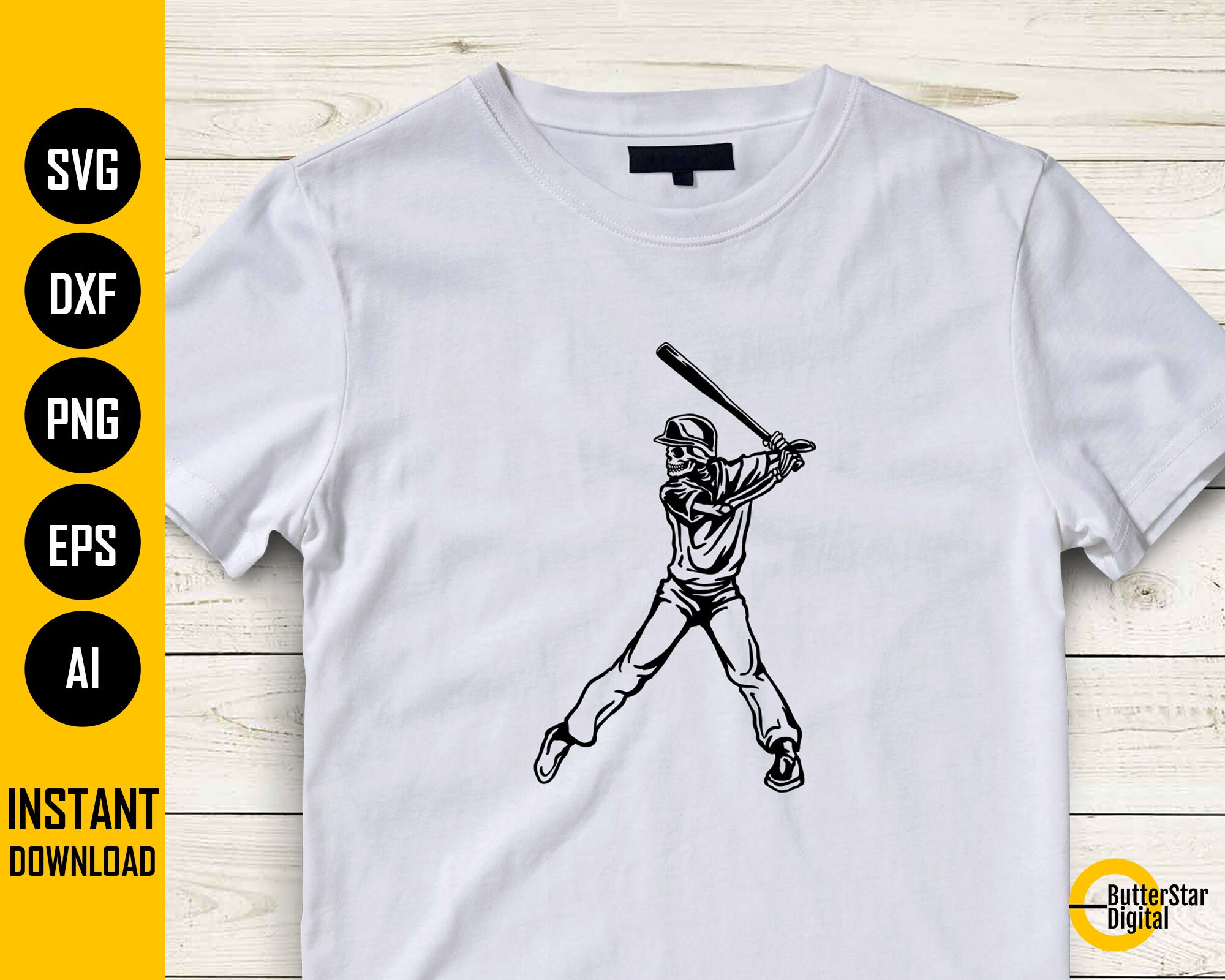 Baseball Skeleton SVG | Batter SVG | Sports T-shirt Sticker Decal Vinyl ...