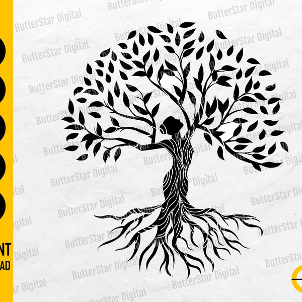| SVG de Woman Tree | SVG pour l’autonomisation des femmes Arbre avec racines | Cricut Silhouette Cutting File | Printable Clipart Vector Digital Dxf Png Eps Ai