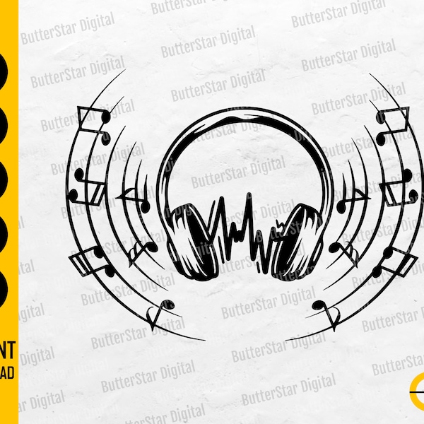 Headphones SVG | Music SVG | Loud Noise Tunes Volume Jam Sound Listening Metal | Cut Files Printable Clip Art Vector Digital Dxf Png Eps Ai