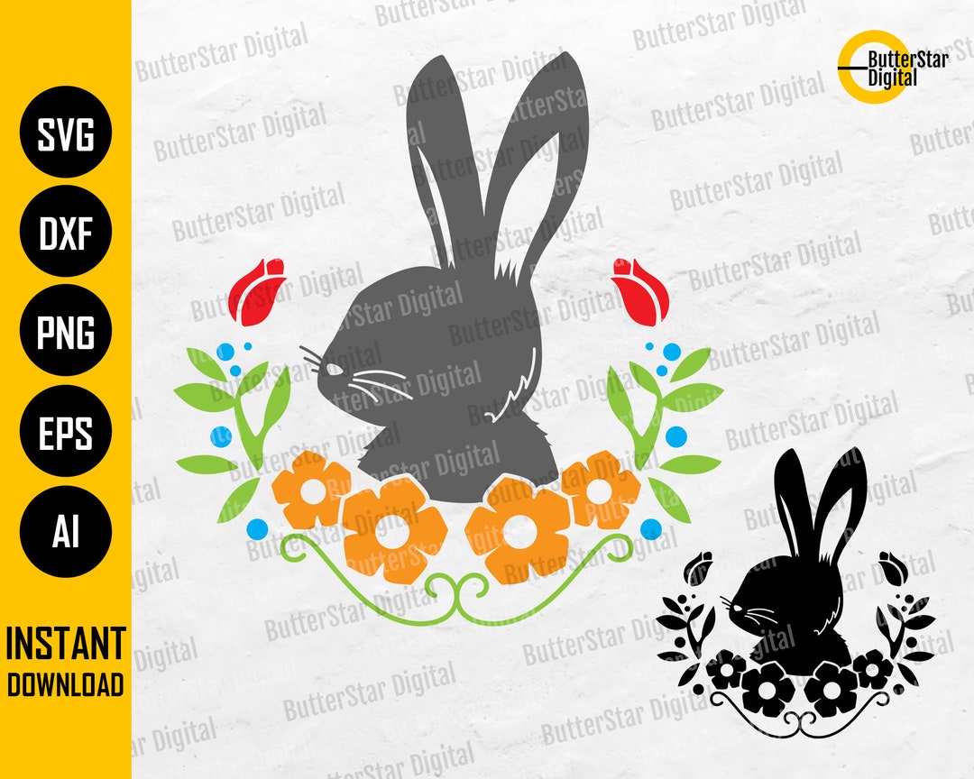 Floral Bunny Head SVG Flower Rabbit SVG Cute Easter Decal Shirt Cricut ...