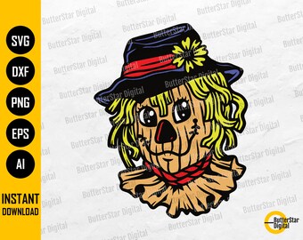 Cute Scarecrow Head PNG | Farm SVG | Farmhouse Decoration Image Graphics | Cricut Cut Files Silhouette Printable Clip Art Vector Eps Dxf Ai