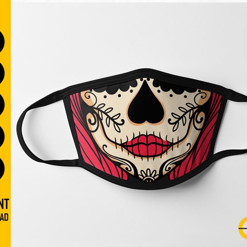 Day of the Dead Girl Face Mask SVG Dia De Los Muertos Skull - Etsy