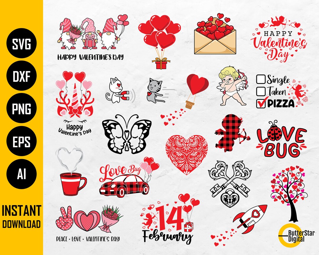 Valentine's Day BUNDLE SVG | Cute Funny Love Card Gift T-shirt Sign ...