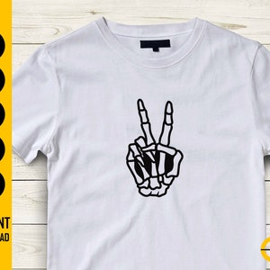 Skeleton Peace Hand Sign SVG Bones Tattoo Decal T-shirt - Etsy