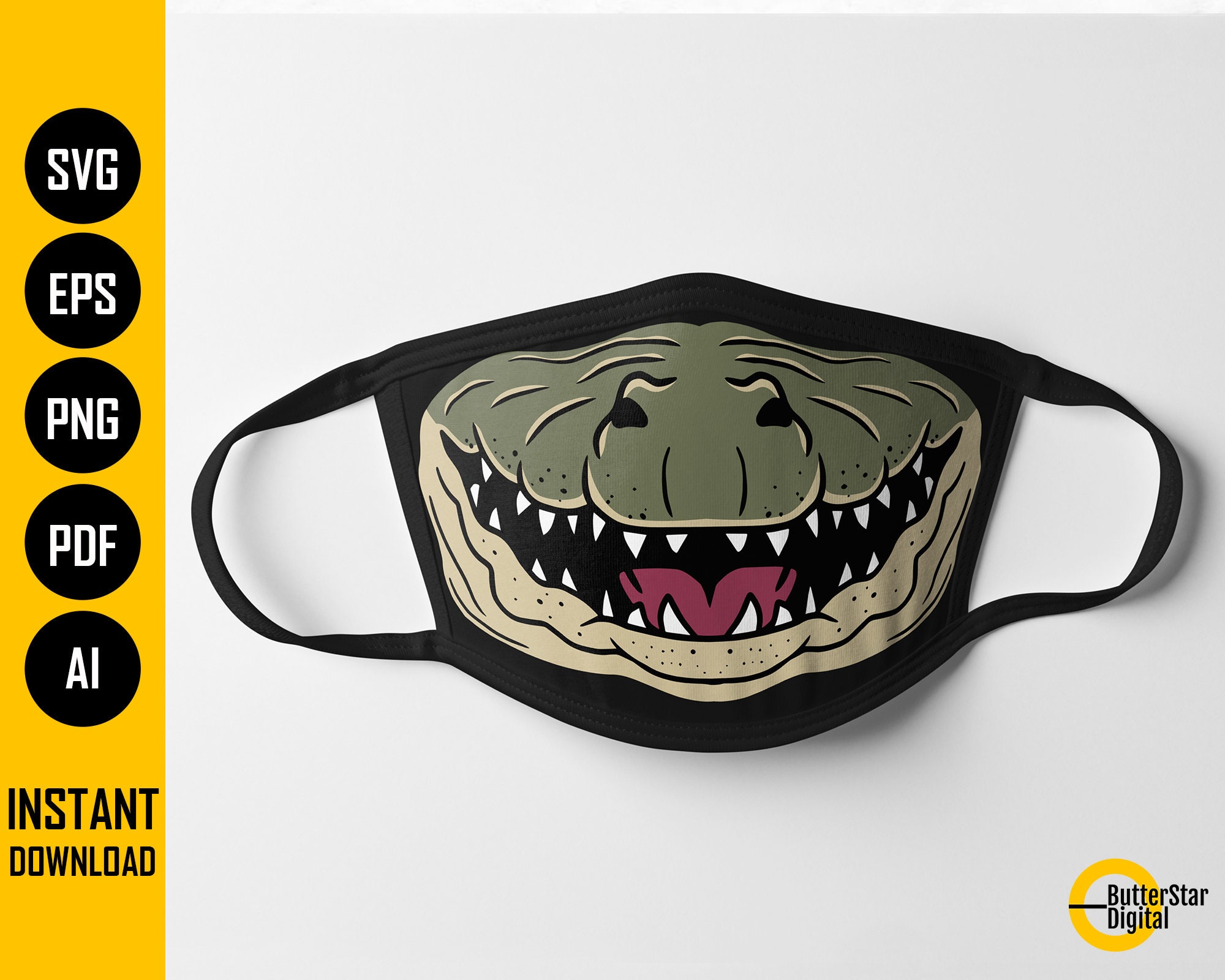 Download Crocodile Face Mask Svg Alligator Facemask Animal Mouth Etsy