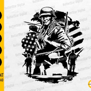 American Troops SVG | US Soldier Svg | United States Military Svg | War USA Flag Svg | Cricut Cut File Clipart Vector Digital Png Eps Dxf Ai