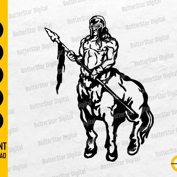 Centaur With Spear SVG | Half Human Half Horse SVG | Mythology T-Shirt Graphics | Cricut Cutting File Clip Art Vector Digital Dxf Png Eps Ai