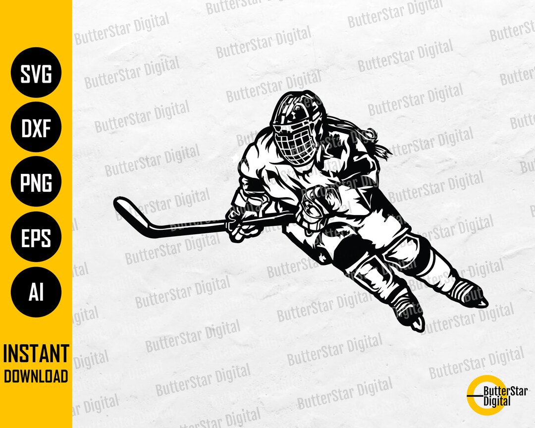Female Hockey Player SVG | Ice Hockey Girl SVG | Sports Vinyl Stencil ...
