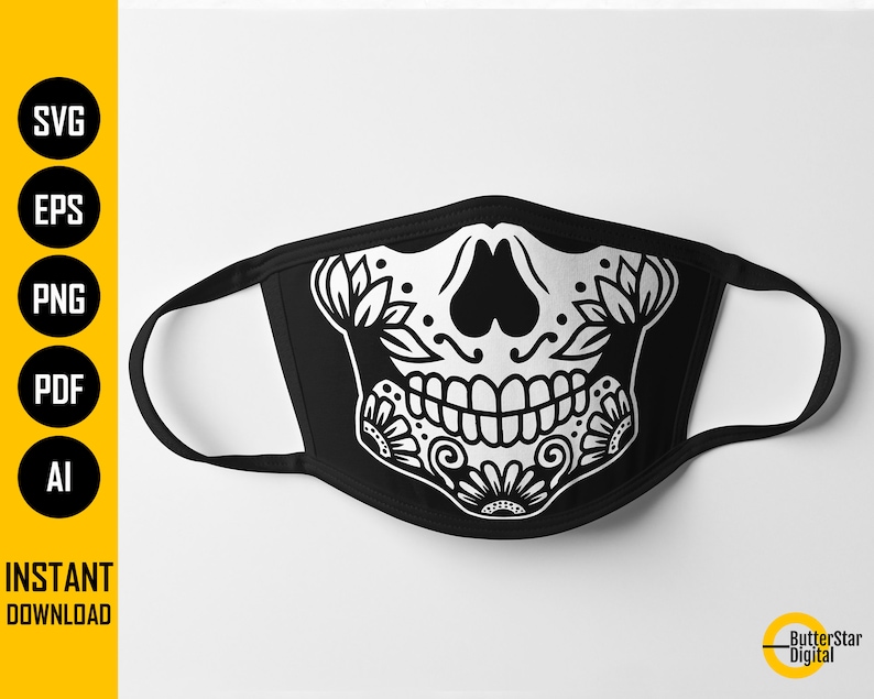 Download Sugar Skull Face Mask SVG Day Of The Dead Facemask Dia De ...