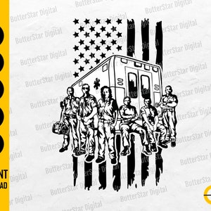 US Paramedics SVG | USA Ambulance Svg | American Rescue Shirt Gift Decor | Cricut Silhouette Cut Files Clipart Vector Digital Dxf Png Eps Ai