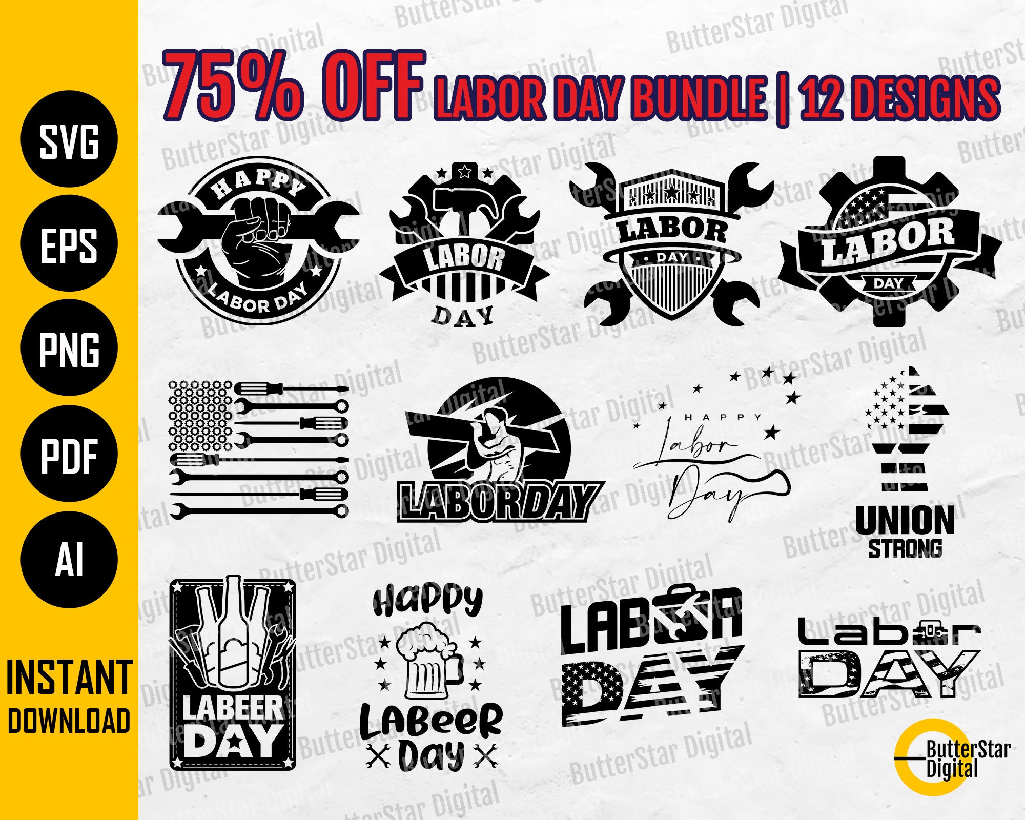 75% OFF Labor Day BUNDLE SVG 12 Labour Day Designs Workers - Etsy