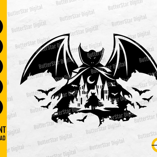 Lord Vampire SVG | Horror Scene SVG | Spooky Decals Wall Art T-Shirt Stickers Vinyl | Cricut Cut Files Clipart Vector Digital Dxf Png Eps Ai