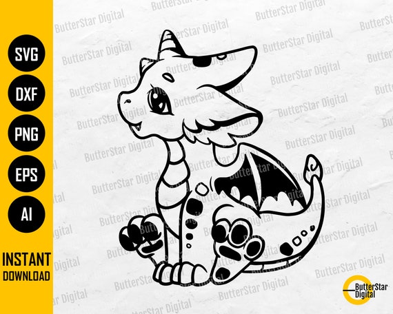 Baby Dragon SVG Fantasy SVG Cute Mythical Animal SVG | Etsy