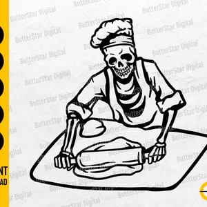 Baker Skeleton SVG | Baking SVG | Rolling Pin Bake Cake Pastries Cupcake Pastry Bread Pasta | Cut File Clipart Vector Digital Dxf Png Eps Ai