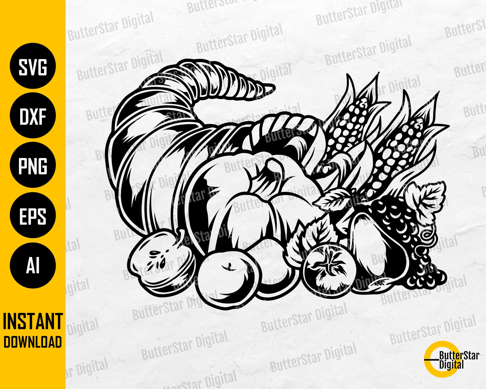 Cornucopia SVG Horn of Plenty SVG Thanksgiving Decal Sign - Etsy