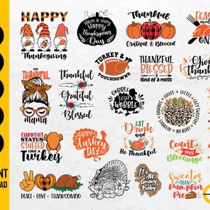 Thanksgiving BUNDLE SVG | Autumn SVG | Fall Svg | Fall Design Shirt Decor Quotes | Cricut Cut File Printable Clip Art Digital Dxf Png Eps Ai