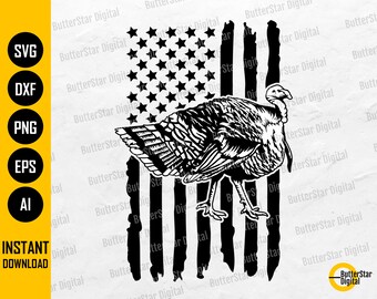 US Wild Turkey SVG | USA Flag Turkey Hunter Svg | American Spring Hunting Season | Cricut Cutting File Clipart Vector Digital Dxf Png Eps Ai