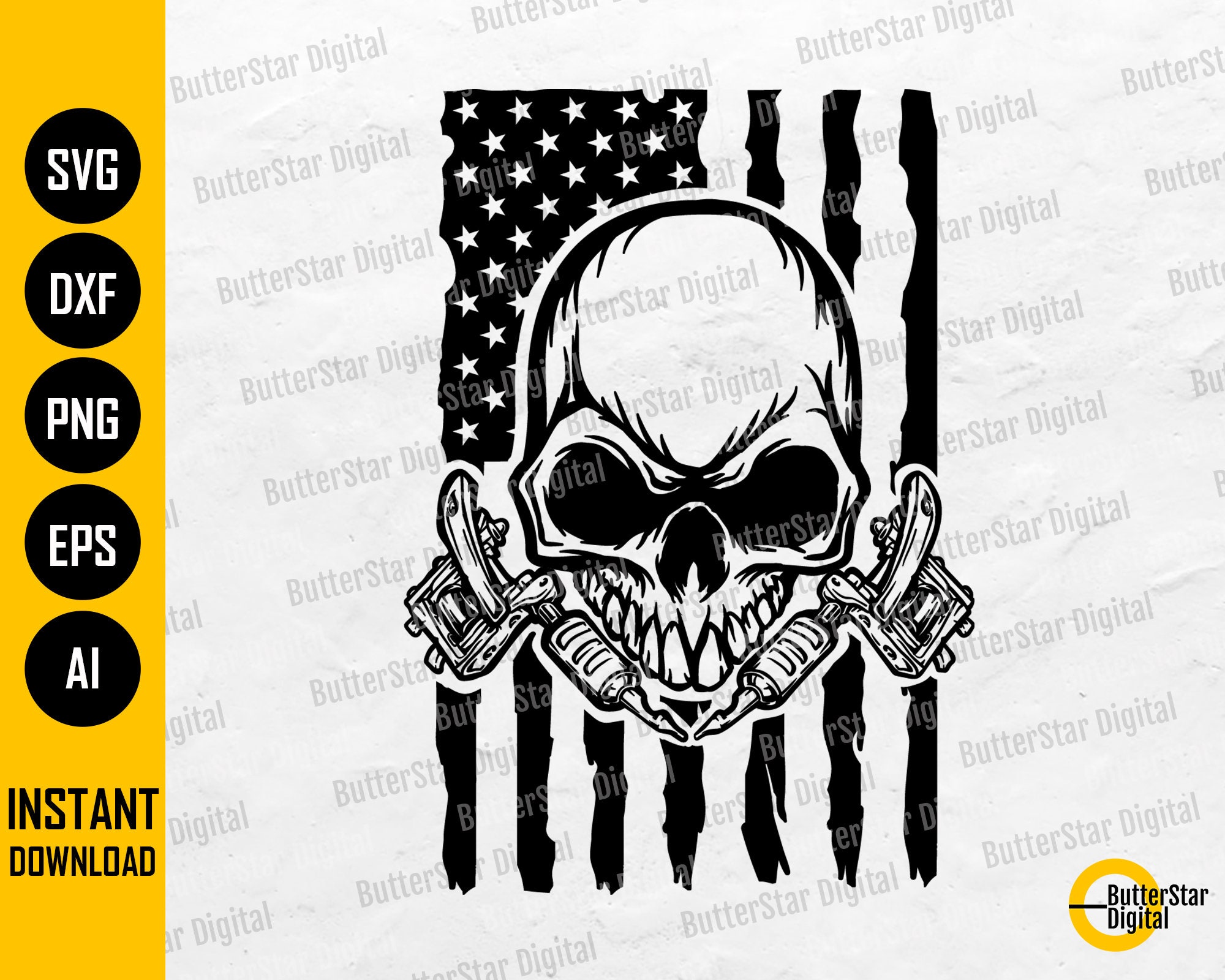 And Vector Skull Tattoo Gun Skull Vector Tattoo Vector Gun Vector PNG  and Vector with Transparent Background for Free Download