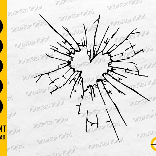 Shattered Glass Heart SVG | Love Decal Wall Art Sticker T-Shirt | Cricut Cut File Silhouette Printable Clipart Vector Digital Dxf Png Eps Ai