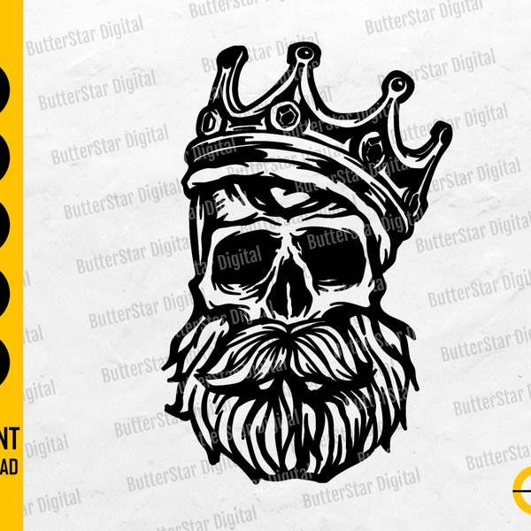 Bearded Skull King SVG | Your Highness SVG | Gothic Skeleton Rule Leader Conquer Sire Goth | Cut File Clip Art Vector Digital Dxf Png Eps Ai