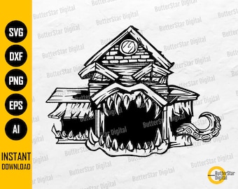 Monster House SVG / Haunted Mansion SVG / Horror SVG / Cricut Cut Files Silhouette Printable Clip Art Vector Digital Download Dxf Png Eps Ai